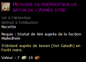 Méthode de préparation de bâton de l'Armée d'Or