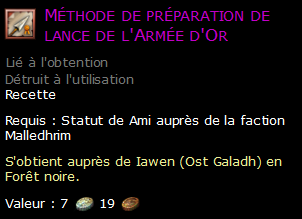 Méthode de préparation de lance de l'Armée d'Or