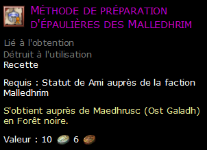 Méthode de préparation d'épaulières des Malledhrim