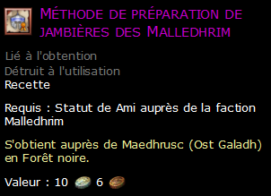 Méthode de préparation de jambières des Malledhrim