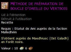 Méthode de préparation de boucle d'oreille du Vertbois