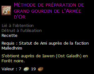 Méthode de préparation de grand gourdin de l'Armée d'Or