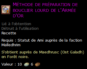 Méthode de préparation de bouclier lourd de l'Armée d'Or