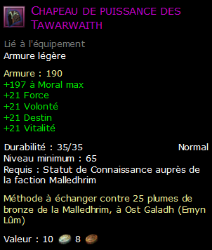 Chapeau de puissance des Tawarwaith