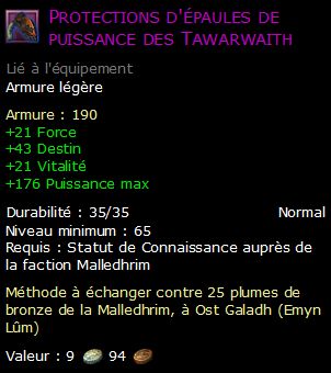 Protections d'épaules de puissance des Tawarwaith