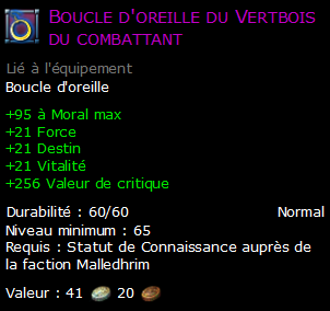 Boucle d'oreille du Vertbois du combattant