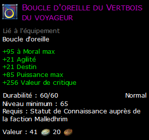 Boucle d'oreille du Vertbois du voyageur