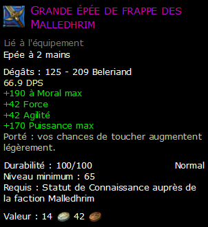 Grande épée de frappe des Malledhrim