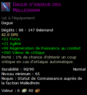 Dague d'ardeur des Malledhrim