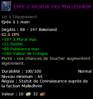 Epée d'ardeur des Malledhrim