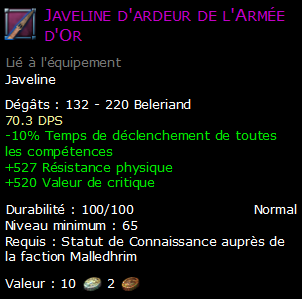 Javeline d'ardeur de l'Armée d'Or