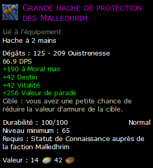 Grande hache de protection des Malledhrim