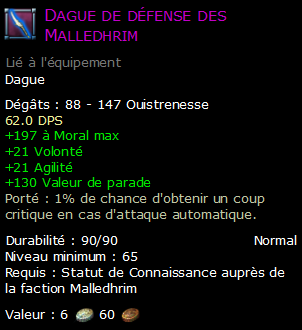 Dague de défense des Malledhrim