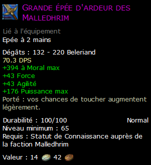 Grande épée d'ardeur des Malledhrim