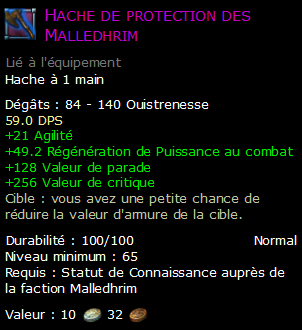 Hache de protection des Malledhrim