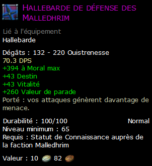 Hallebarde de défense des Malledhrim