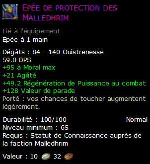 Epée de protection des Malledhrim