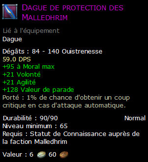 Dague de protection des Malledhrim