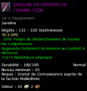 Javeline de défense de l'Armée d'Or