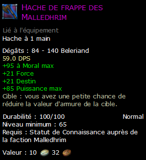 Hache de frappe des Malledhrim