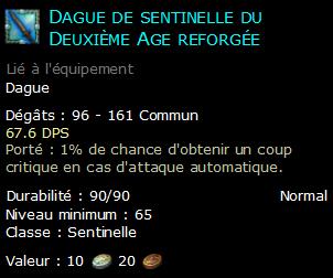 Dague de sentinelle du Deuxième Age reforgée