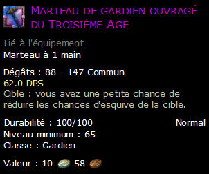 Marteau de gardien ouvragé du Troisième Age