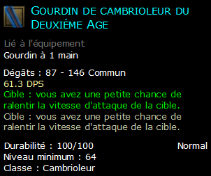 Gourdin de cambrioleur du Deuxième Age