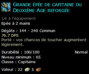 Grande épée de capitaine du Deuxième Age reforgée