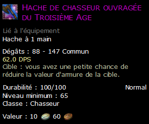 Hache de chasseur ouvragée du Troisième Age