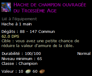 Hache de champion ouvragée du Troisième Age