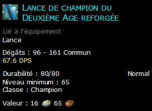 Lance de champion du Deuxième Age reforgée