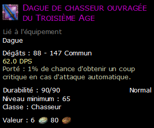 Dague de chasseur ouvragée du Troisième Age