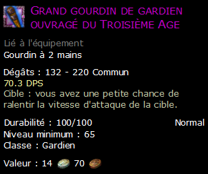 Grand gourdin de gardien ouvragé du Troisième Age