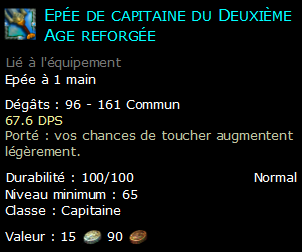 Epée de capitaine du Deuxième Age reforgée