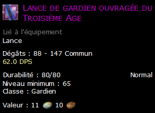 Lance de gardien ouvragée du Troisième Age