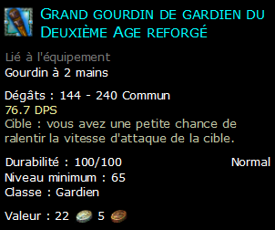 Grand gourdin de gardien du Deuxième Age reforgé