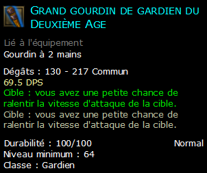 Grand gourdin de gardien du Deuxième Age