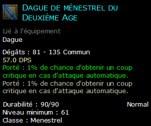 Dague de ménestrel du Deuxième Age