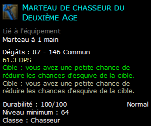 Marteau de chasseur du Deuxième Age