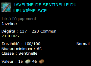 Javeline de sentinelle du Deuxième Age