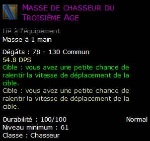 Masse de chasseur du Troisième Age