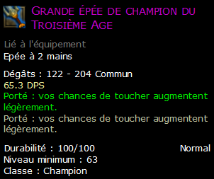 Grande épée de champion du Troisième Age