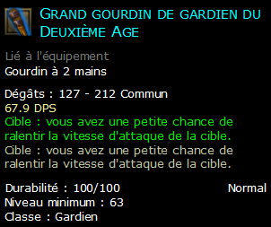 Grand gourdin de gardien du Deuxième Age