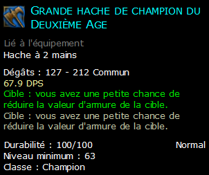 Grande hache de champion du Deuxième Age