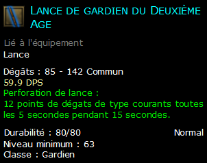 Lance de gardien du Deuxième Age