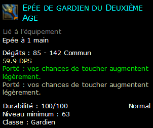 Epée de gardien du Deuxième Age