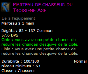 Marteau de chasseur du Troisième Age