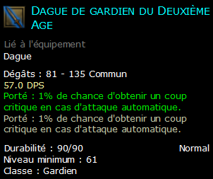 Dague de gardien du Deuxième Age