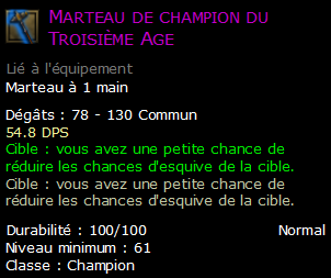 Marteau de champion du Troisième Age