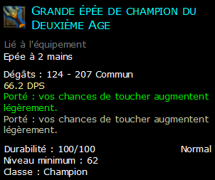 Grande épée de champion du Deuxième Age